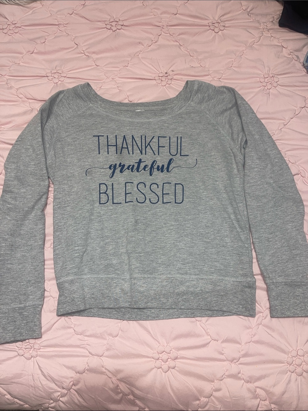 Thankful Grateful Blessed Women's Gray Pullover Sweatshirt